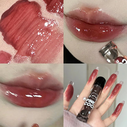 Punk Juice Red Lipgloss Black Mirror Glass Water Light Clear Lip Glaze Waterproof Non Stick Liquid Lipstick Nude Lip Tint Makeup