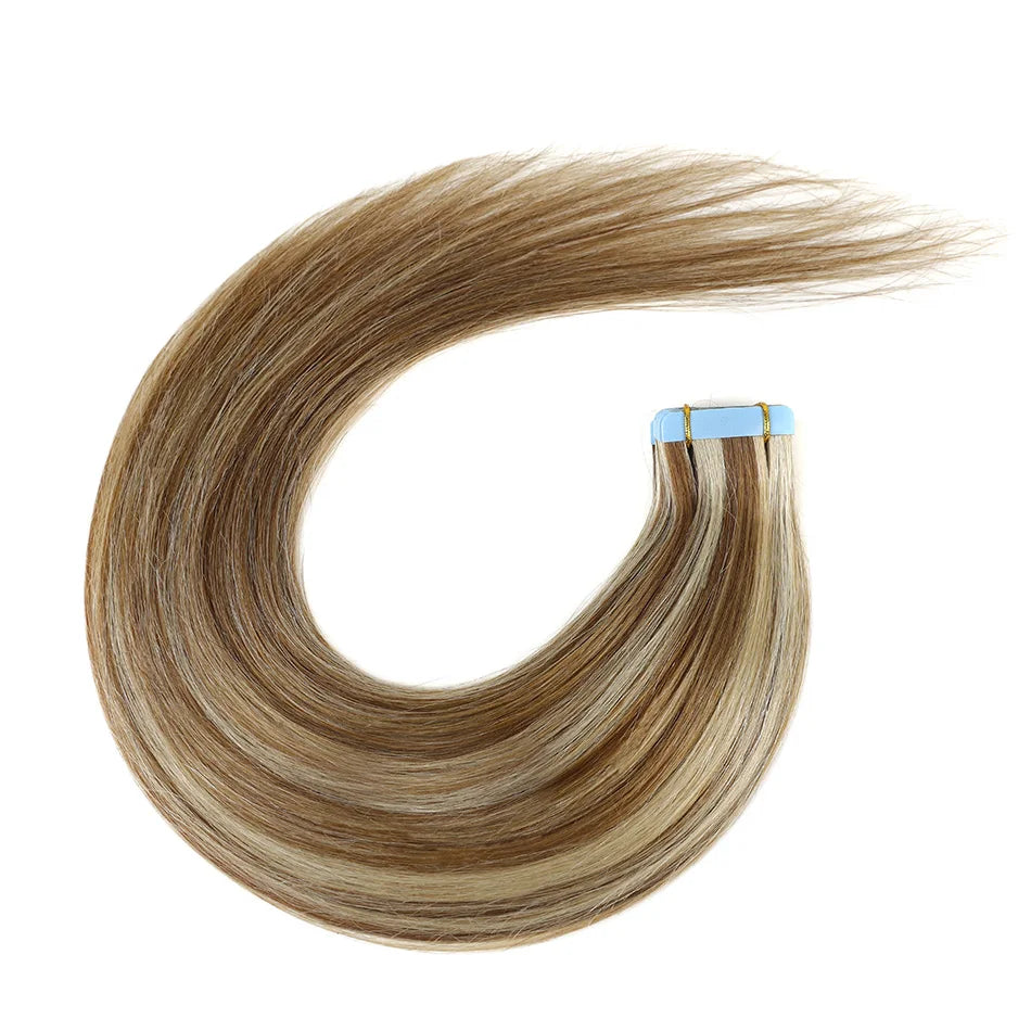 BHF Tape In Hair Extensions Human Hair 20pcs/Pack European Remy Straight Invisible Tape Ins Adhensive Hair Extensions