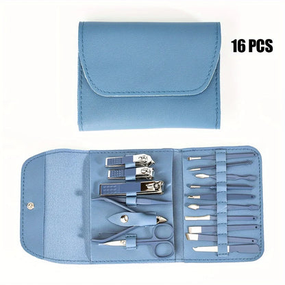 16pcs Professional Nail Clippers and Cuticle Nippers Set with Travel Case Manicure Set Pedicure Sets Nail Clippers