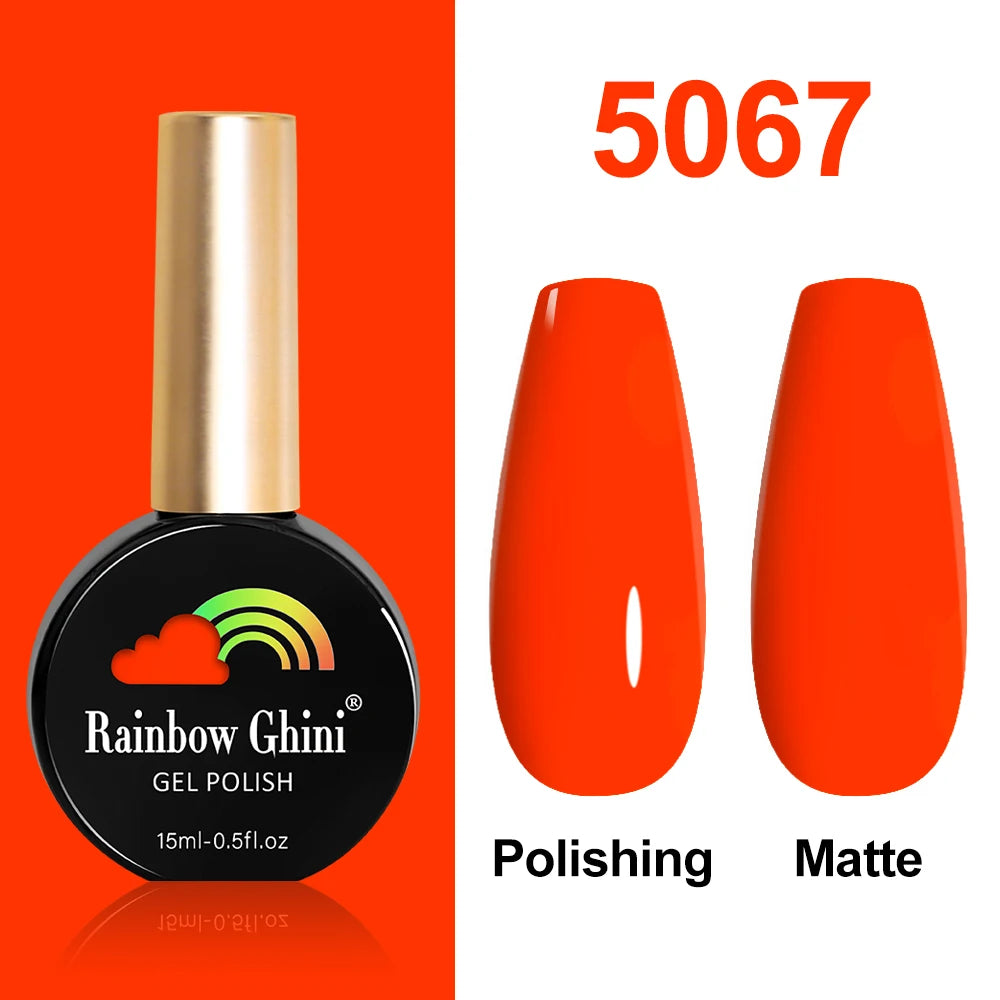 Rainbow Ghini 15ml Glitter Dark Red Gel Nail Polish Semi-Permanent Varnish UV Pale Red Nail Gel Art Supplies for Professionals