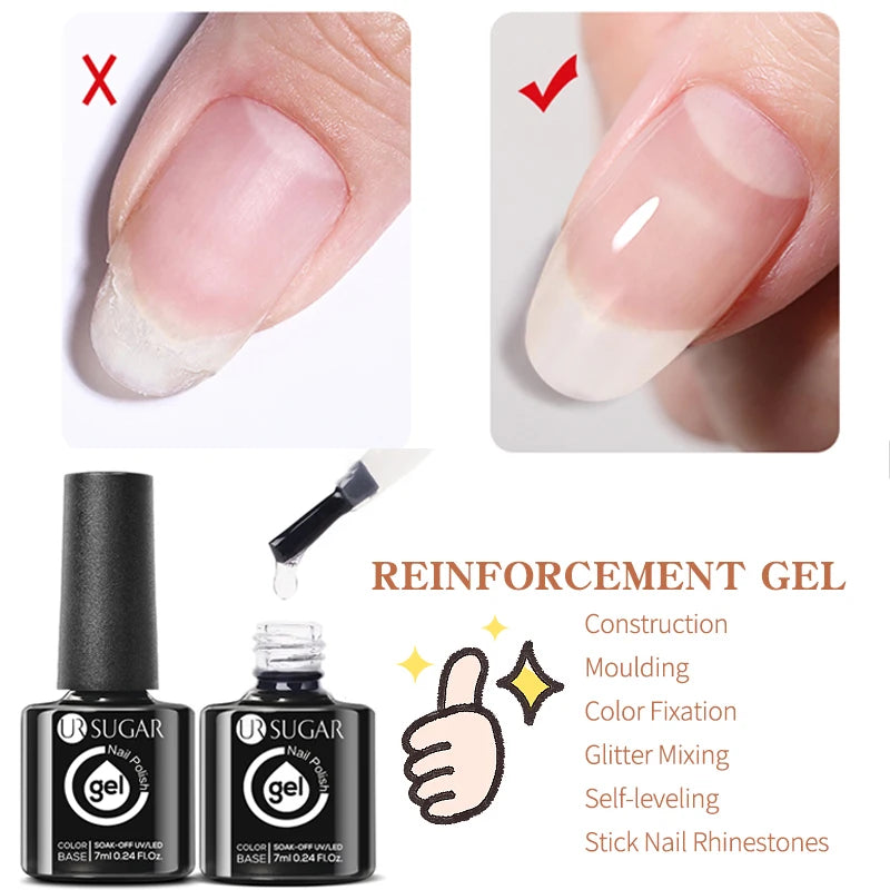 UR SUGAR 7ml Nude Crystal Rubber Base Gel Natural Color Semi Permanent Soak off UV LED Gel Nail Art Varnish