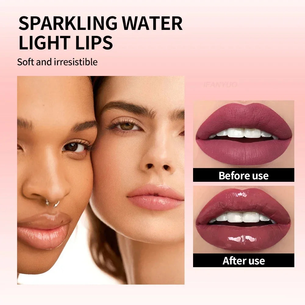 Nude Brown Plumping Lip Gloss Moisturising Fruit Lip Oil Transparent Fullness Lips Tint Soft Tube Makeup Applicator Beauty Care