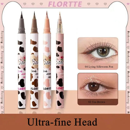 Flortte Ultra-fine Liquid Eyeliner&Lying Silkworm Pen Waterproof Long Lasting No Smudging Eye Liner Applicator Pencil