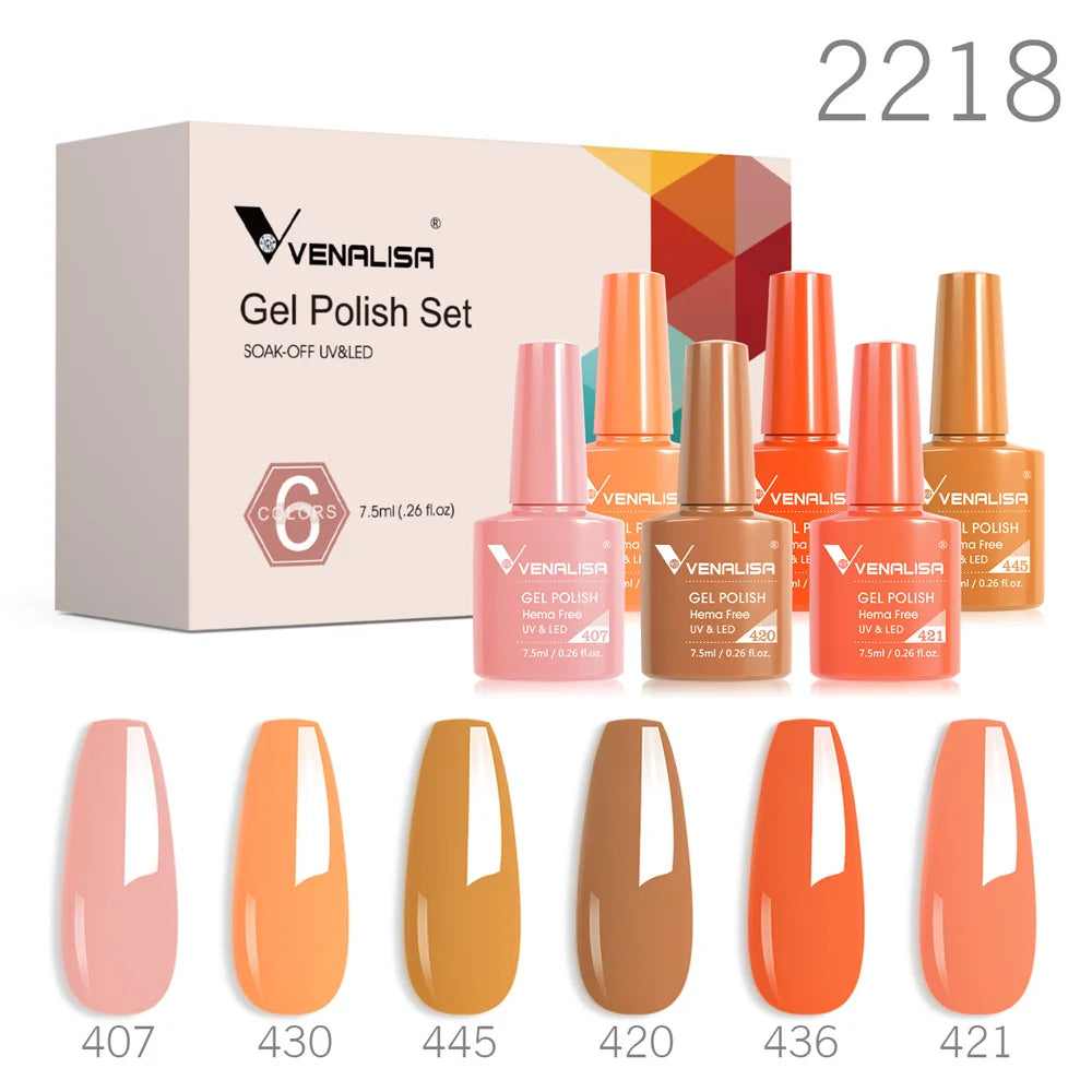 Venalisa Color Nail Gel Polish Kit  Jelly Pink Semi-transparent HEMA FREE Self Leveling Nude Natural Pink Nail Manicure Set