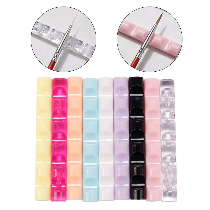 5 Grid Nail Brush Rack Shelf Organizer Acrylic Clear Pen Rest Stand Display Holder Accessory Manicure Tools