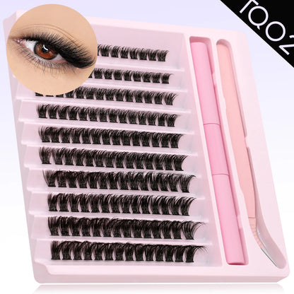 GROINNEYA Eyelash Clusters Kit DIY Lash Extension Kit Lash Bond And Seal And Eyelash Tweezers With Waterproof Strong Hold