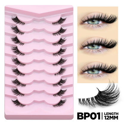 GROINNEYA Half Eyelashes Natural Cat Eye Lashes Soft Wispy Clear Band Lashes With Winged Ends For Extended Eye Look Makeup