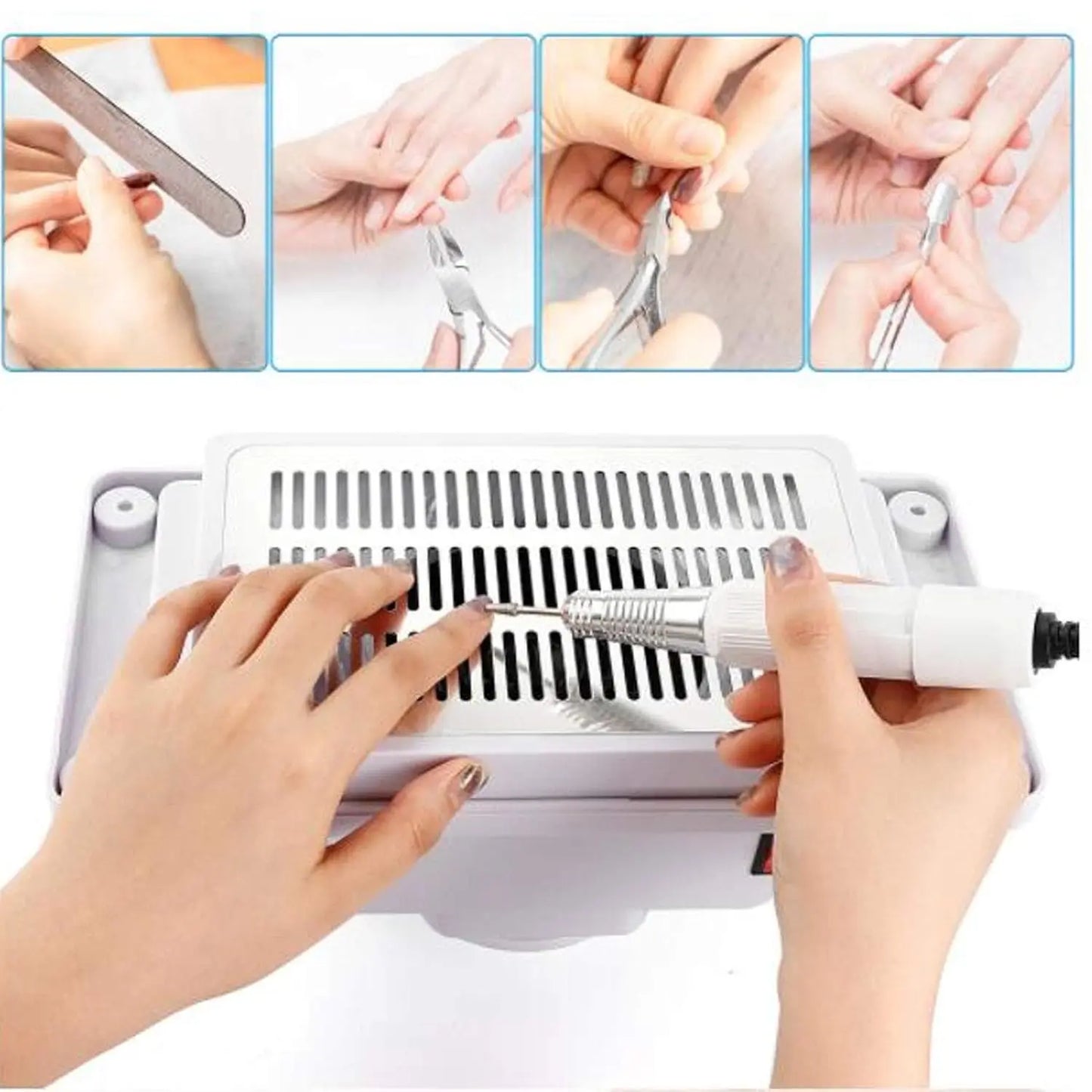 6W Quiet Table Nail Vacuum Cleaner Manicure Pedicure Tool Nail Dust Collector Device With Fan For Professional Nail Salon