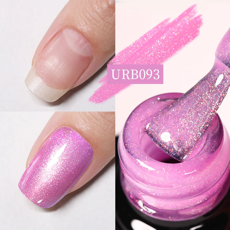 UR SUGAR 7ml Crystal Nude Rubber Base Gel Milky White Pink Gold Glitter Semi Permanent Soak Off UV LED Nail Art Construction Gel