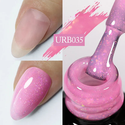 UR SUGAR 7ml Crystal Nude Rubber Base Gel Milky White Pink Gold Glitter Semi Permanent Soak Off UV LED Nail Art Construction Gel