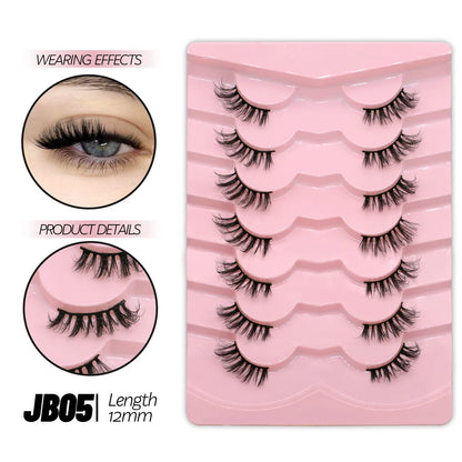 GROINNEYA Half Eyelashes Natural Cat Eye Lashes Soft Wispy Clear Band Lashes With Winged Ends For Extended Eye Look Makeup