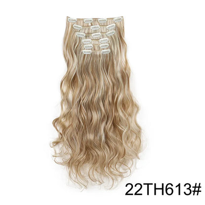 24Inch 16 Clips in Hair Extensions Long Straight Hairstyle Synthetic Blonde Black Hairpieces Heat Resistant False Hair Daily Use