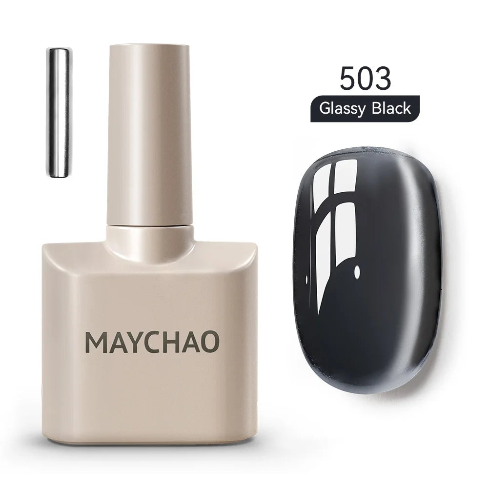 MAYCHAO 5ml Cat Eye Magnetic Gel Nail Polish Shiny Glitter Gel Lacquer Semi Permanent Soak Off UV LED Varnish Manicure Nail Art