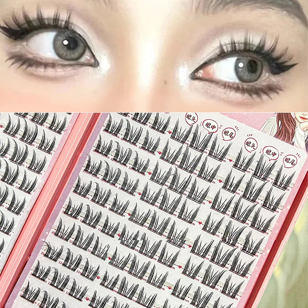 BQI lazy cat series elf large capacity eyelash book natural long curled thin stem segmented false eyelashes