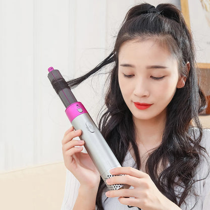 5 in 1 Hair Dryer Hot Comb Set Professional Curling Iron 3 Temperature Settings Hair Straightener Automatic Curler Styling Tool