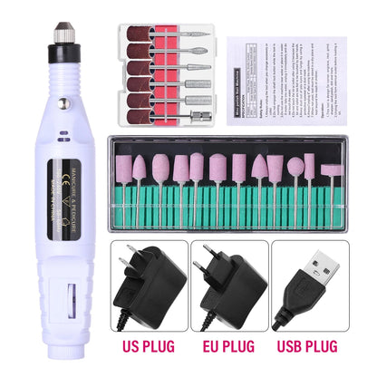 Portable Professional Electric Nail Drill Machine Manicure Tools Pedicure Drill Set Family Nail File Nail Drill Equipment