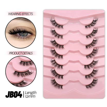 GROINNEYA Half Eyelashes Natural Cat Eye Lashes Soft Wispy Clear Band Lashes With Winged Ends For Extended Eye Look Makeup