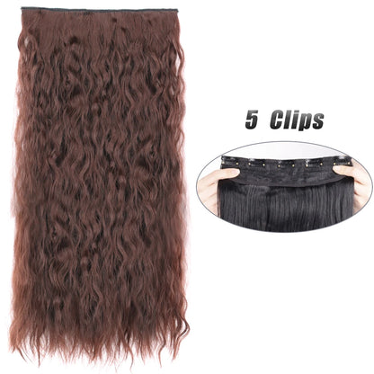 Synthetic 5 Clip In Hair Extensions Long Straight Hairstyle Hairpiece Black Brown Blonde 80CM Natural Fake Hair For Women