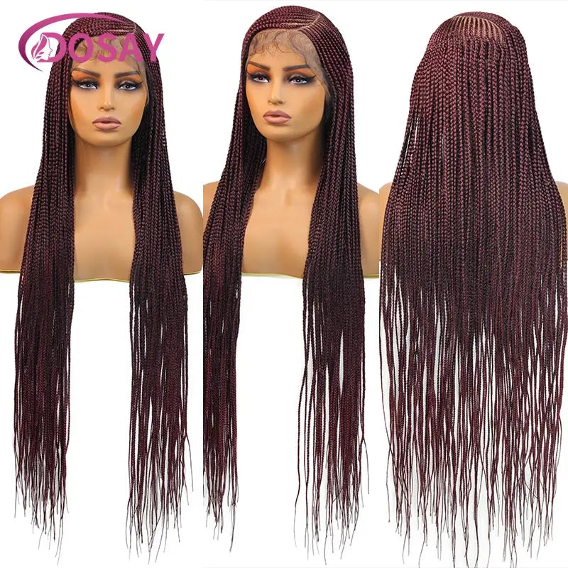 36" Cornrow Box Braided Wigs 613 Blonde Synthetic Wig for Women High Quality Side Part Braided Full Lace Front Wig Faux Locs Wig