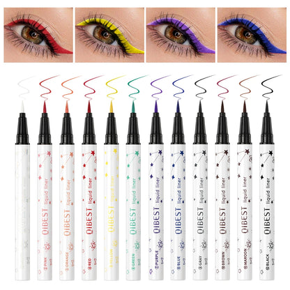 QIBEST High Pigment Eyeliner Pencil Waterproof Smudgeproof Makeup Eye Liner Liquid Black Eyeliner Quick Drying Eyes Cosmetics