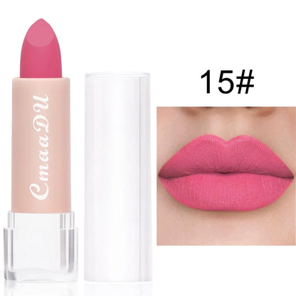 1PC Matte Nude Lipstick Waterproof Long Lasting Non-stick Cup Sexy Red Pink Velvet Lipsticks Women Makeup Cosmetic 15 Colors