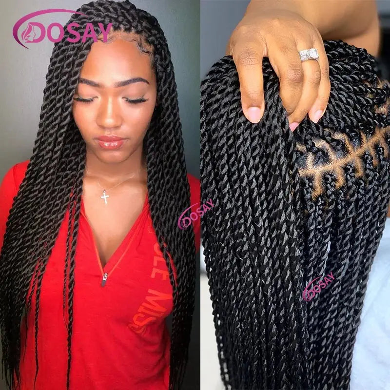 Twist Braided Wigs Box Braided Lace Front Wig For Black Women Synthetic Full Lace Frontal Wig Faux Locs Wig Goddess Braids Wigs