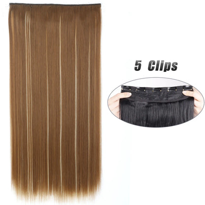 Synthetic 5 Clip In Hair Extensions Long Straight Hairstyle Hairpiece Black Brown Blonde 80CM Natural Fake Hair For Women