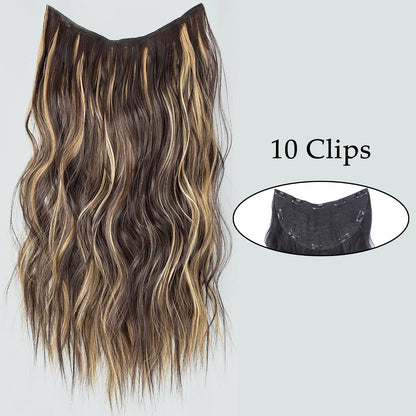 Synthetic 5 Clip In Hair Extensions Long Straight Hairstyle Hairpiece Black Brown Blonde 80CM Natural Fake Hair For Women