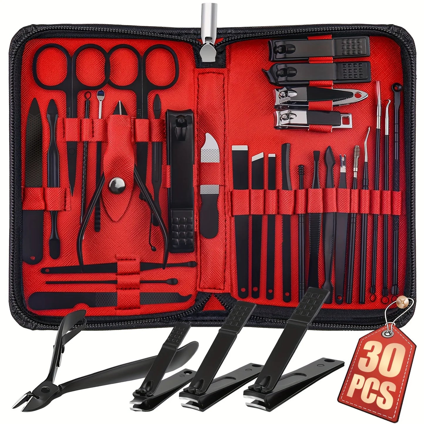 30-Piece Manicure Set Pedicure Kit Professional Nail Clipper Set Stainless Steel Manicure Kit Nail Kit for Women Men - Black