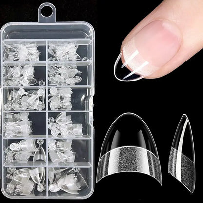 240pcs Half Cover Almond Pre-filed Nail Tips Half Matte XS Press on Fake Nail Extension for Small Tiny Nail Bed 12 Sizes in Box