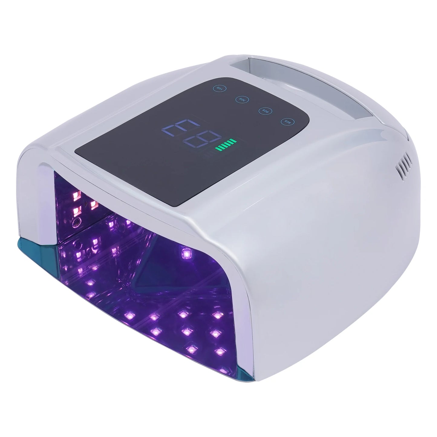 Professional Rechargeable 96W Nail Lamp Portable Cordless with Removable Stainless Steel Bottom 4 Timer Setting Nail Dryer