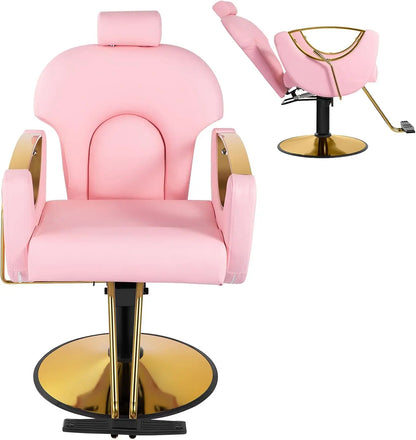 Barber Chair Salon Chair, 360° Swivel Reclining Adjustable Headrest Hydraulic Hair Armchair for Hairdressers