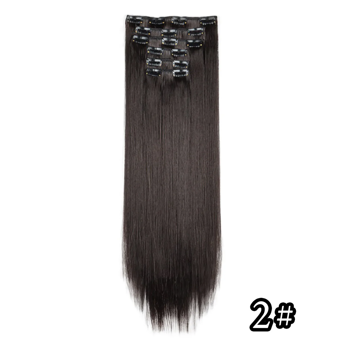 24Inch 16 Clips in Hair Extensions Long Straight Hairstyle Synthetic Blonde Black Hairpieces Heat Resistant False Hair Daily Use