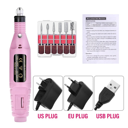 Portable Professional Electric Nail Drill Machine Manicure Tools Pedicure Drill Set Family Nail File Nail Drill Equipment