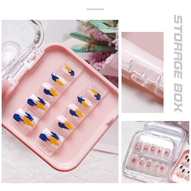 10 Pieces Empty Nail Boxes For Packaging Square Shape Box Wholesale Nail Tips Press On Nail Packaging Case Small Business