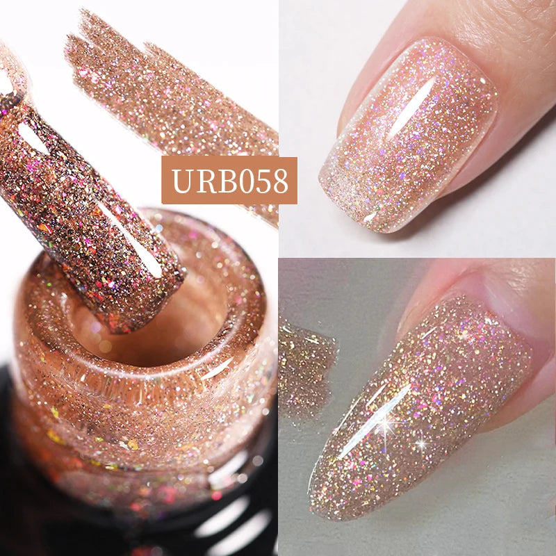 UR SUGAR 7ml Crystal Nude Rubber Base Gel Milky White Pink Gold Glitter Semi Permanent Soak Off UV LED Nail Art Construction Gel