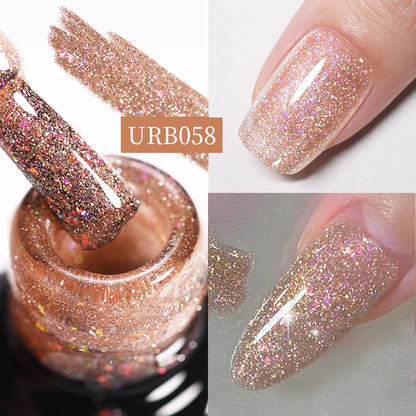 UR SUGAR 7ml Crystal Nude Rubber Base Gel Milky White Pink Gold Glitter Semi Permanent Soak Off UV LED Nail Art Construction Gel