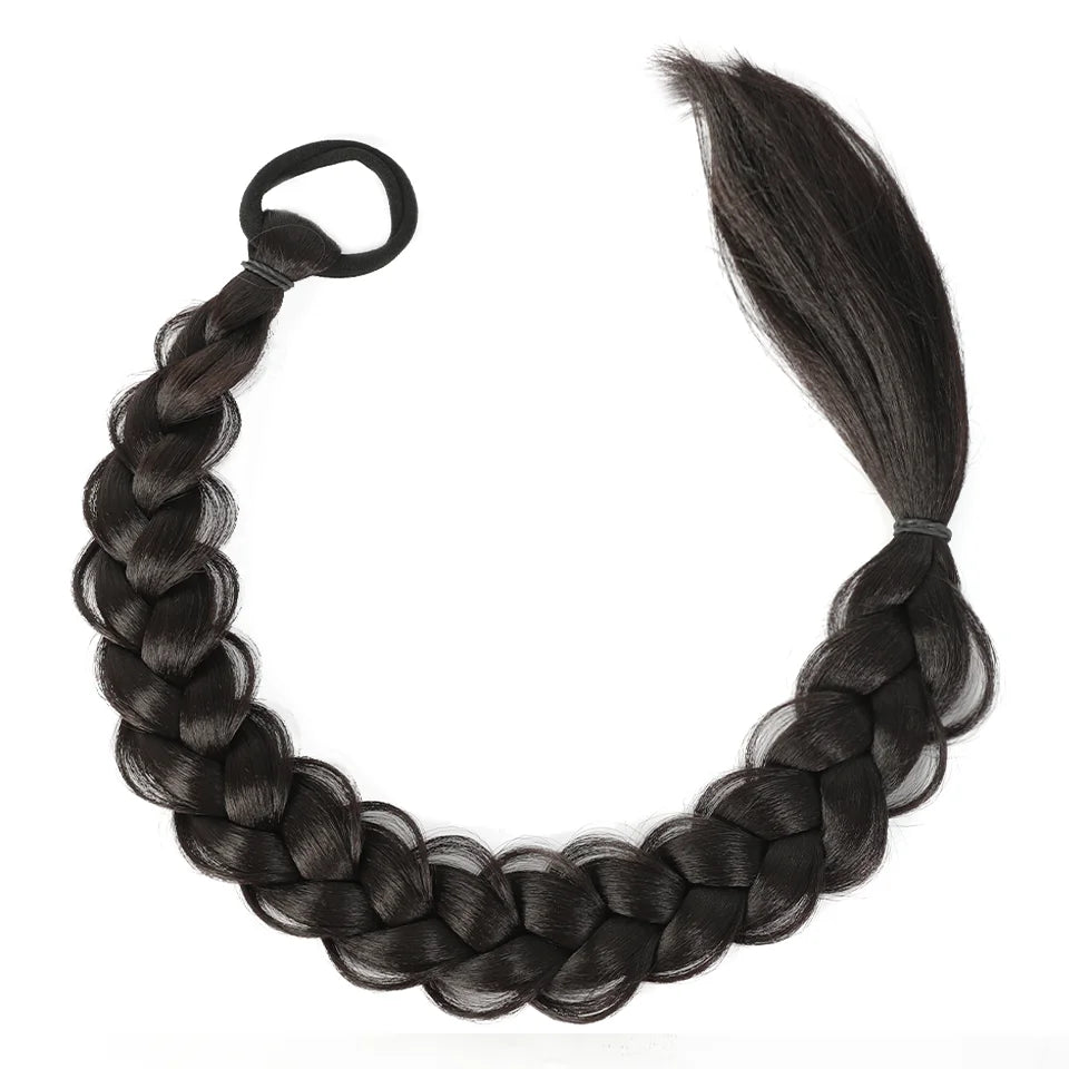 24 Inch Synthetic Long Braided Ponytail Hair Extensions For Women High Temperature Fiber Hair Accessories