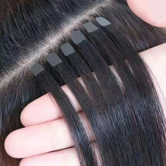 Mini Tape Hair Extensions Human Hair Natural Tape in Hair Extentions 3x0.8cm Invisible Tape 10pcs/pack For Side Hair