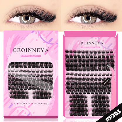 GROINNEYA DIY Lashes Extension Kit Individual Lashes Clusters Faux Mink Eyelash Extension Mix set with Lash Bond and Seal Makeup