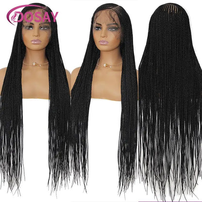 36" Cornrow Box Braided Wigs 613 Blonde Synthetic Wig for Women High Quality Side Part Braided Full Lace Front Wig Faux Locs Wig