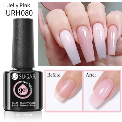 UR SUGAR 7ml Nude Crystal Rubber Base Gel Natural Color Semi Permanent Soak off UV LED Gel Nail Art Varnish