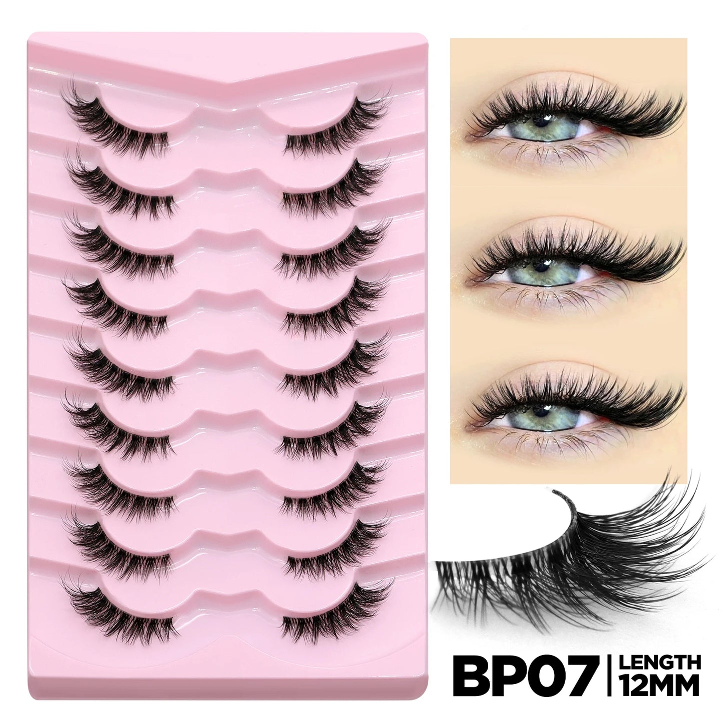 GROINNEYA Half Eyelashes Natural Cat Eye Lashes Soft Wispy Clear Band Lashes With Winged Ends For Extended Eye Look Makeup