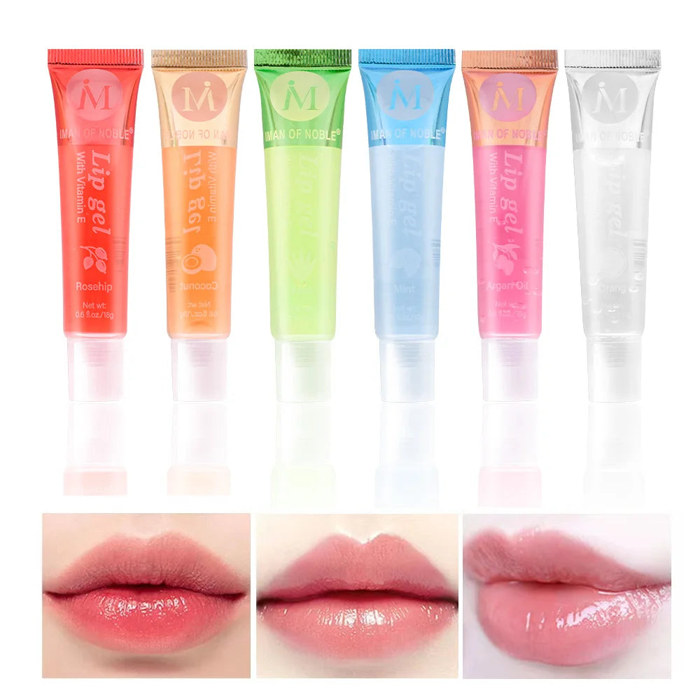 6Pcs Fruity Flavor Watery Glossy Lip Gloss Set Clear Lip Gel Hydrating Moisturizing Lip Gloss Women Lips Makeup Wholesale