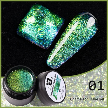 BOZLIN Chameleon Flake Gel Nail Polish Spring Color Sparkling Sequins Soak Off UV Glitter Gel Varnish Nail Art Decoration 5ML