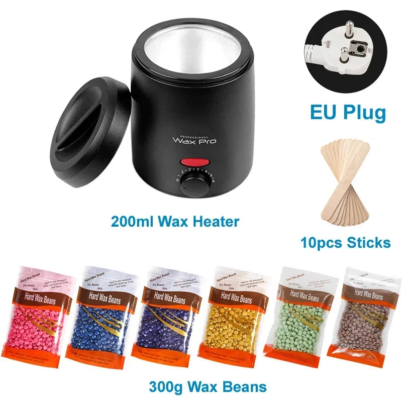 Wax Heater Machine for Hair Removal Wax Melting Pot with Wax Beans Kit 200ml Depilation Paraffin Waxing Warmer Dipping Pot