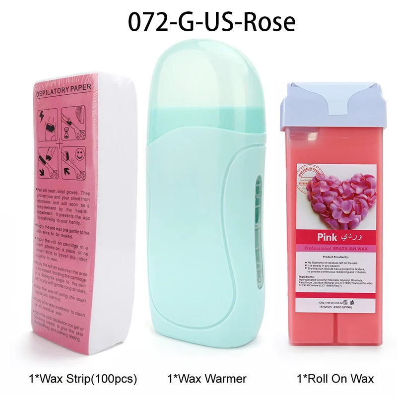 Unisex Roll on Depilatory Wax Cream Hair Removal Roller Wax Heater Waxing Hot Cartridge Warmer Equipment Tool Waxing Kit