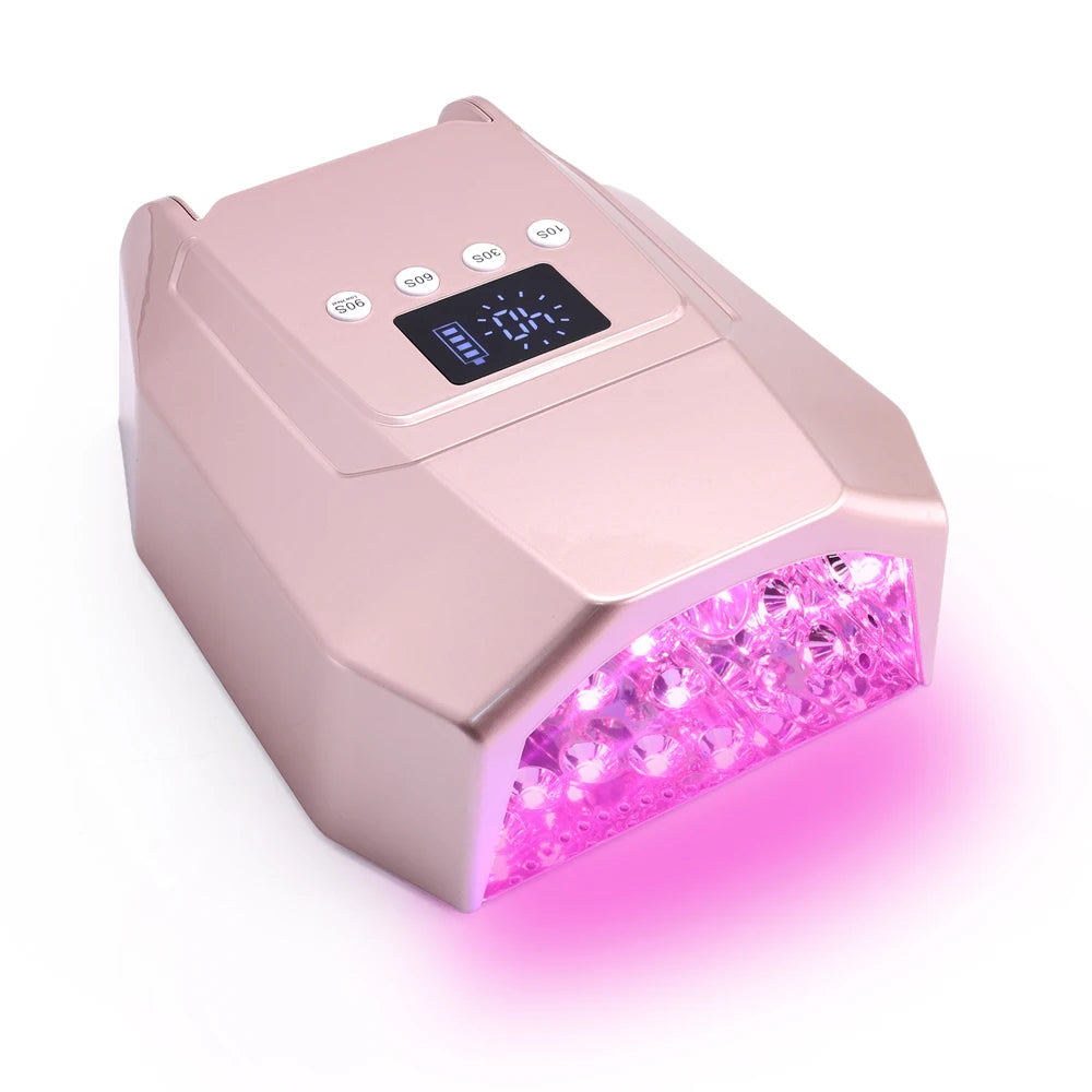 Pro 98W Nail Lamp Cordless Rechargeable UV LED Nail Dryer for Curing Gel Polish Powerful Pink Light Nail Lamp Machine