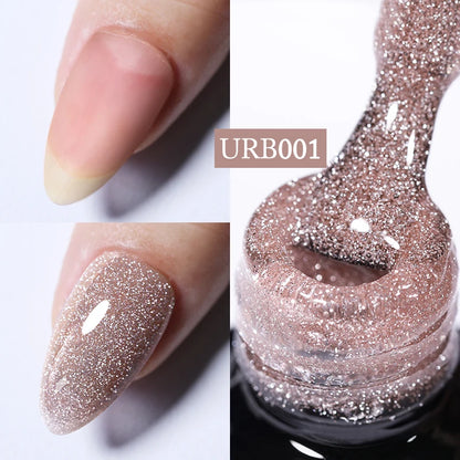 UR SUGAR 7ml Crystal Nude Rubber Base Gel Milky White Pink Gold Glitter Semi Permanent Soak Off UV LED Nail Art Construction Gel