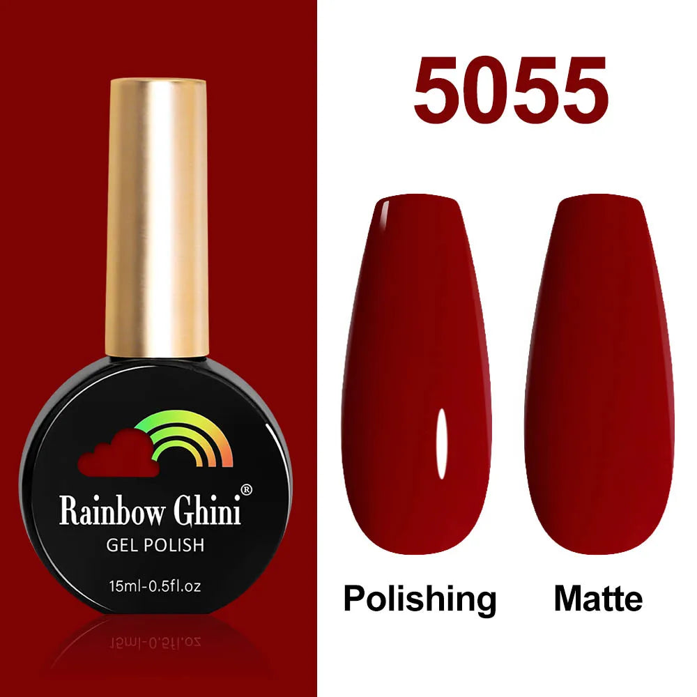 Rainbow Ghini 15ml Glitter Dark Red Gel Nail Polish Semi-Permanent Varnish UV Pale Red Nail Gel Art Supplies for Professionals